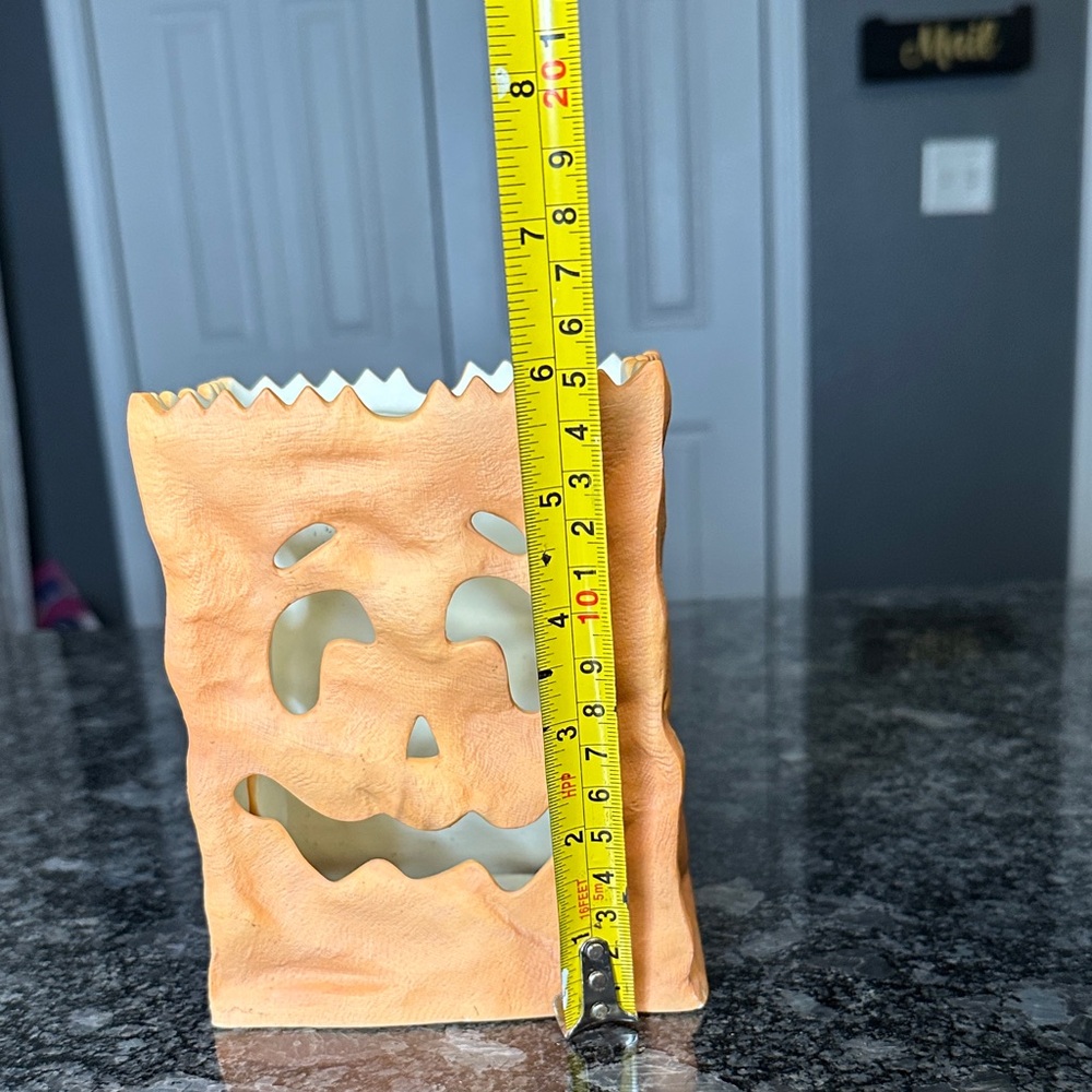 PartyLite Orange Pumpkin Luminary 6” Candle Holder Ceramic Halloween Fall GUC - Picture 9 of 11
